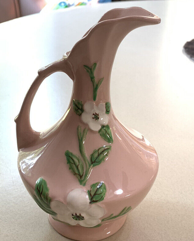Vintage Hull Art Vase Vintage Pitcher Pink Floral        40.