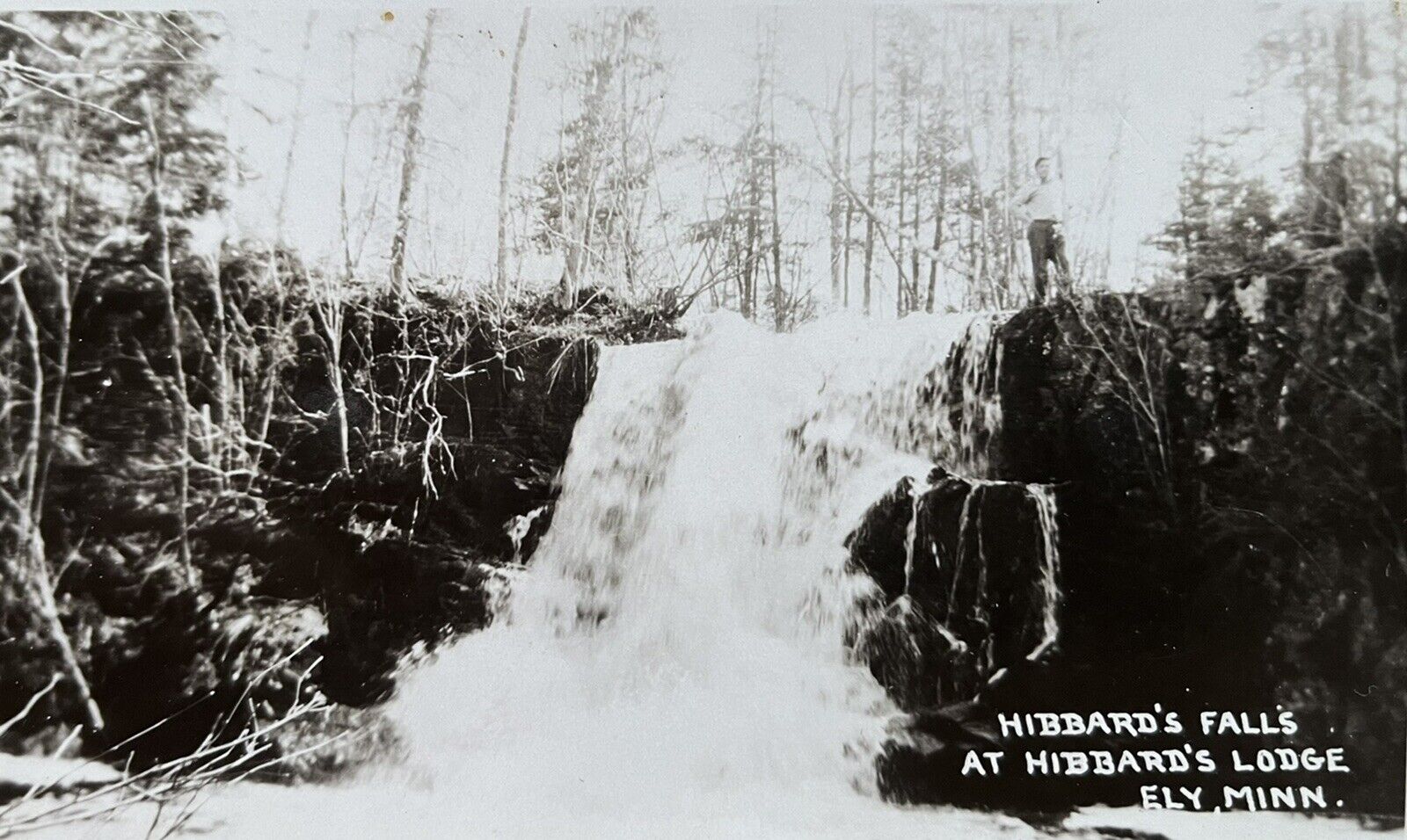 Hibbard’s Falls @ Hibbard’s Lodge, Ely, MN Antique Real Photo Postcard RPPC
