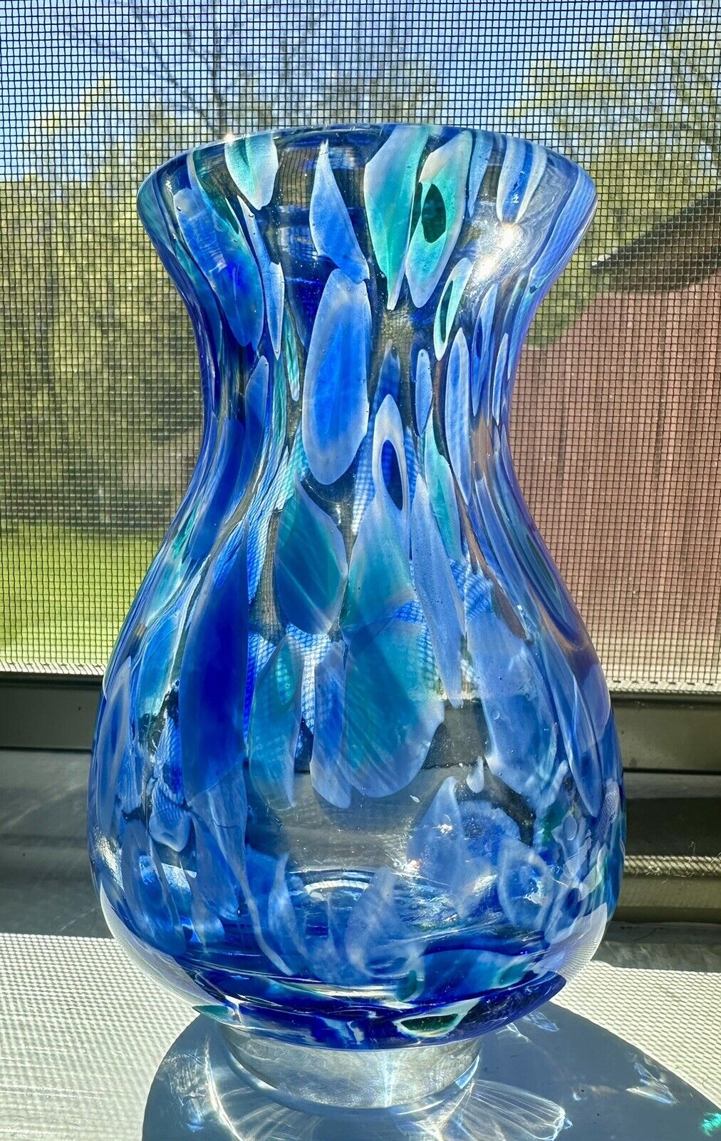 Beautiful Vintage Blue And Turquoise Bud Vase