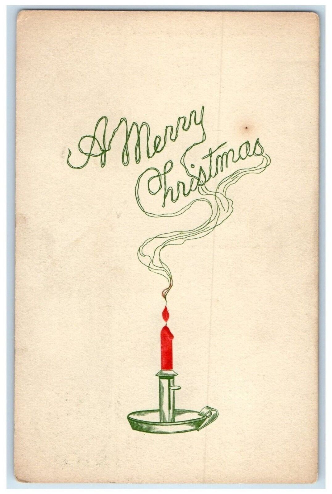 c1910\'s Merry Christmas Candle Light Minimalist Gibson Posted Antique Postcard