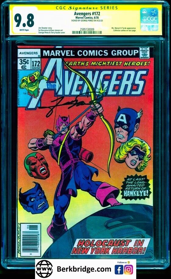 AVENGERS 172 CGC 9.8 SS GEORGE PEREZ WHITE PAGES 6/78 💎 1 of only 6 SIGNED