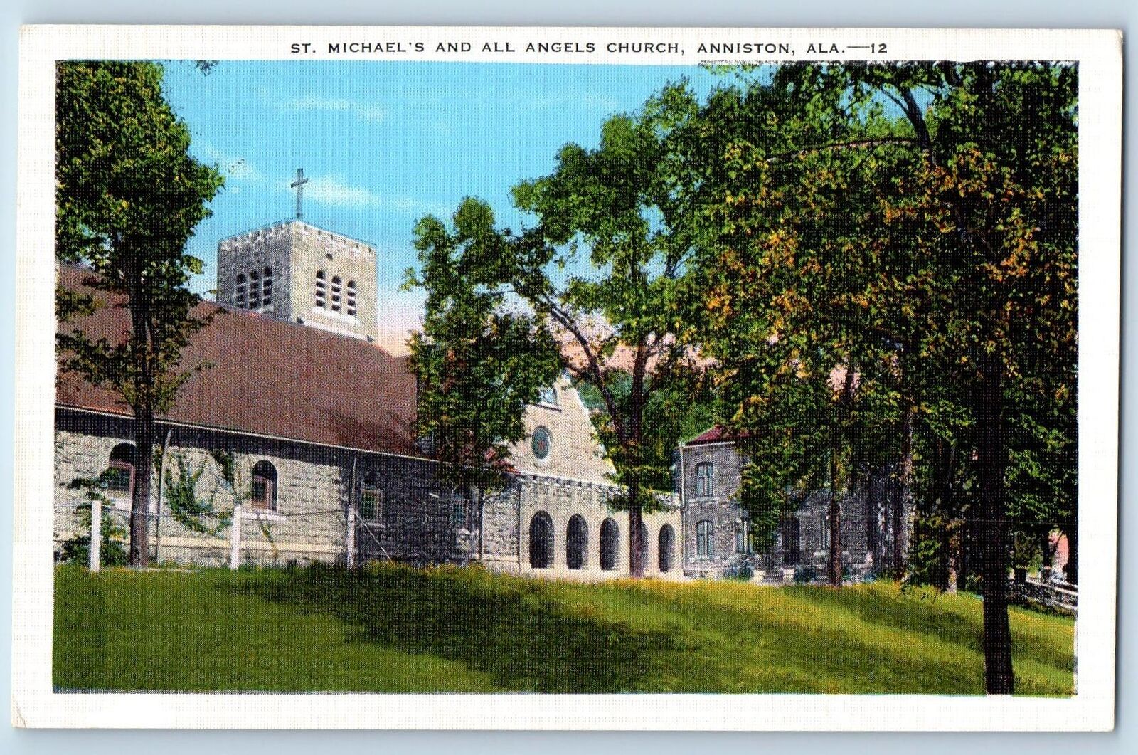 c1920's St. Michael's & All Angels Church Anniston Alabama AL Antique Postcard
