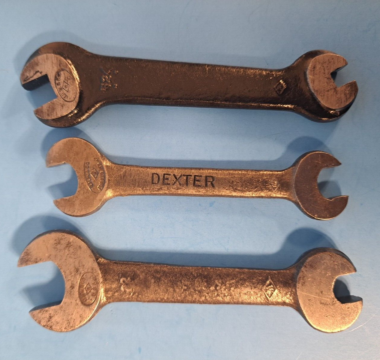 3 Vintage JH Williams Open End Engineers Wrenches #22,524,721 - Made in USA