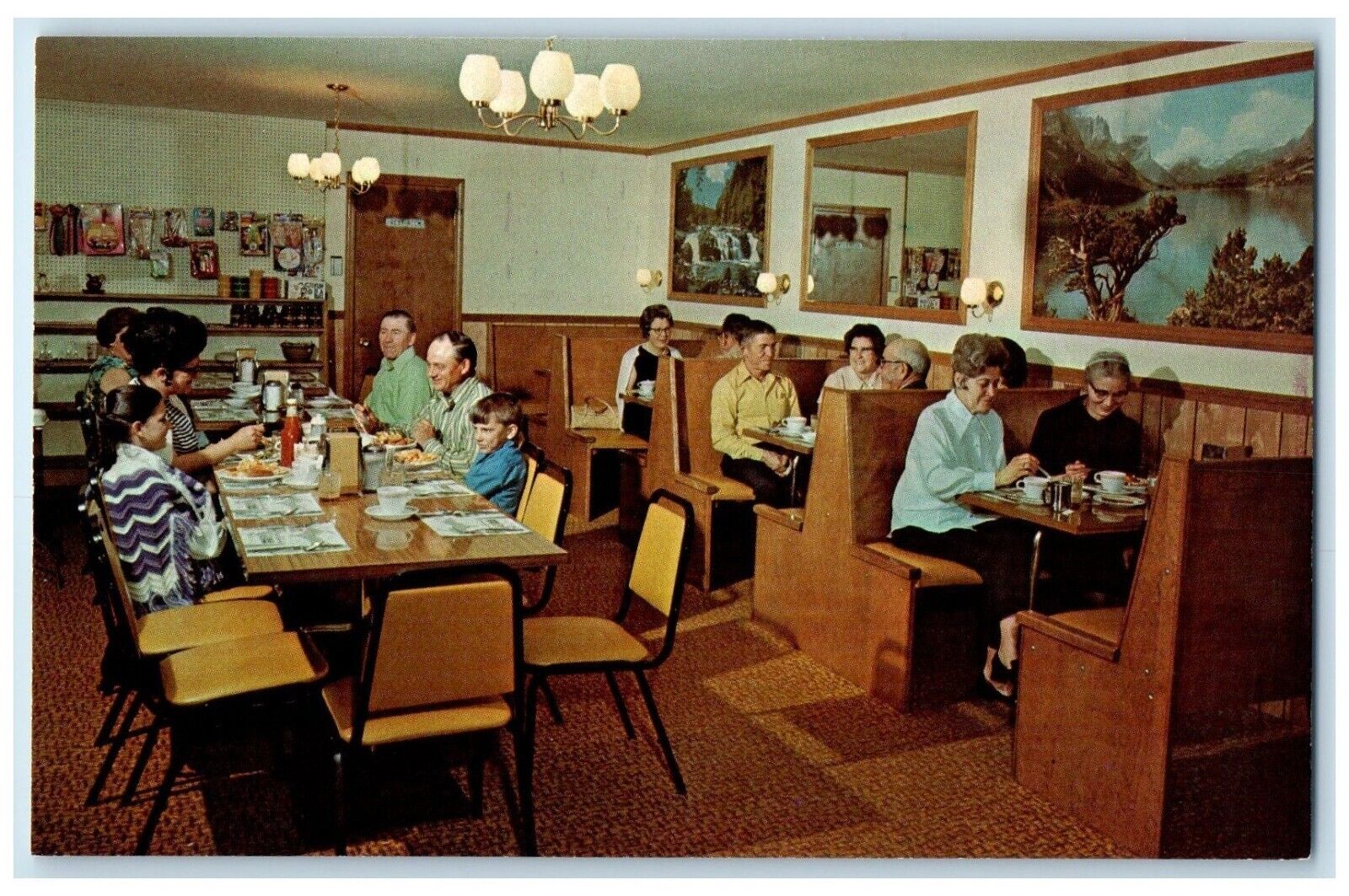 c1960 Interior View Golden Grill Restaurant Seney Michigan MI Vintage Postcard
