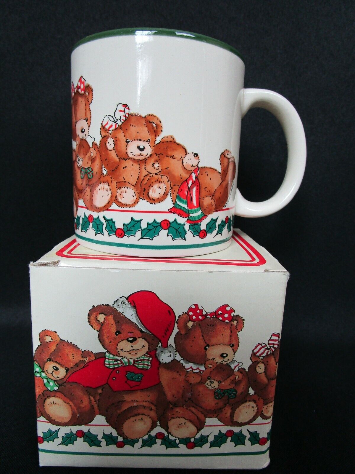 Vintage Potpourri Press Christmas Santa Teddy Bear Mug with Box