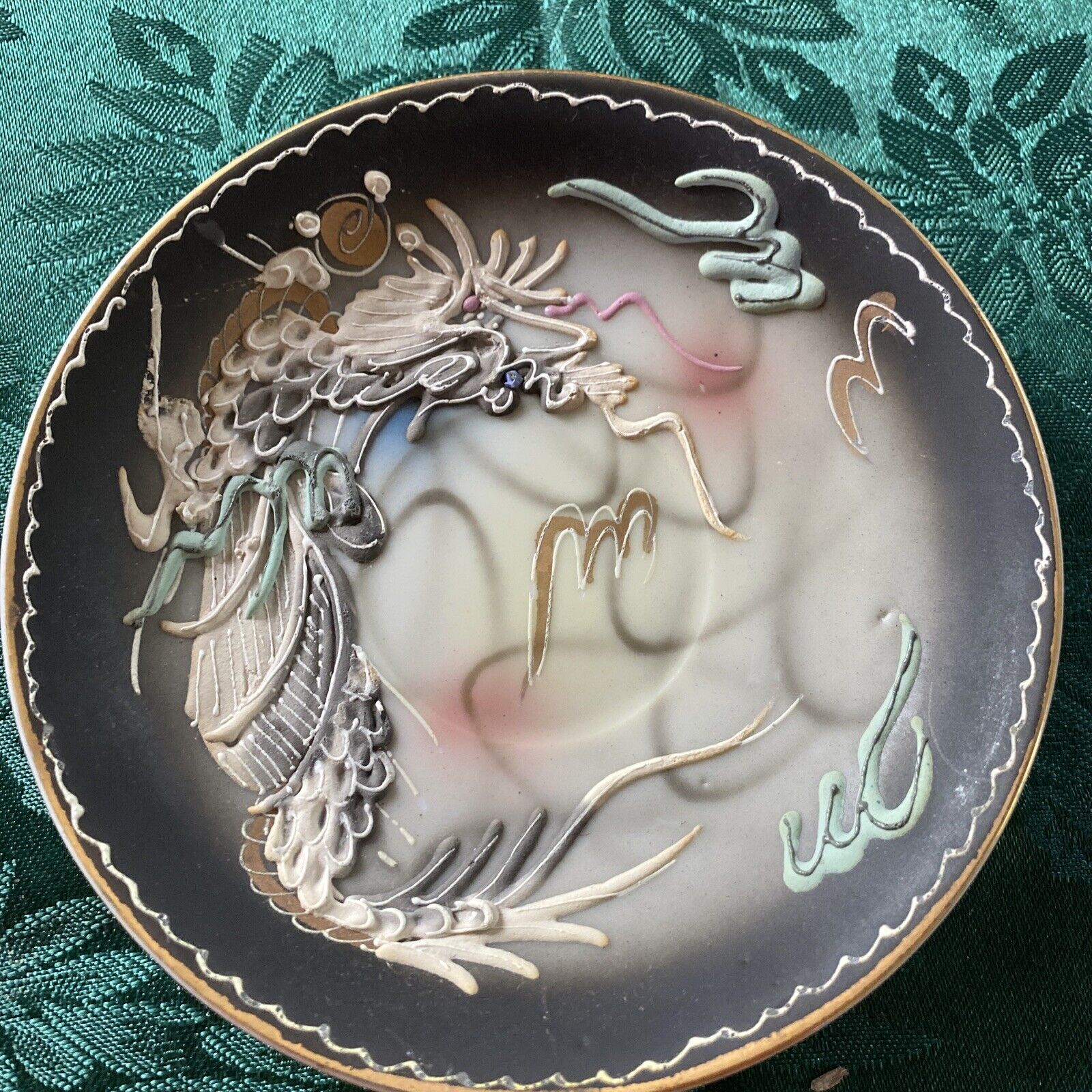 Vintage Moriage Fairyland Dragonware Tea Demitasse Saucer Only Japan Dragon