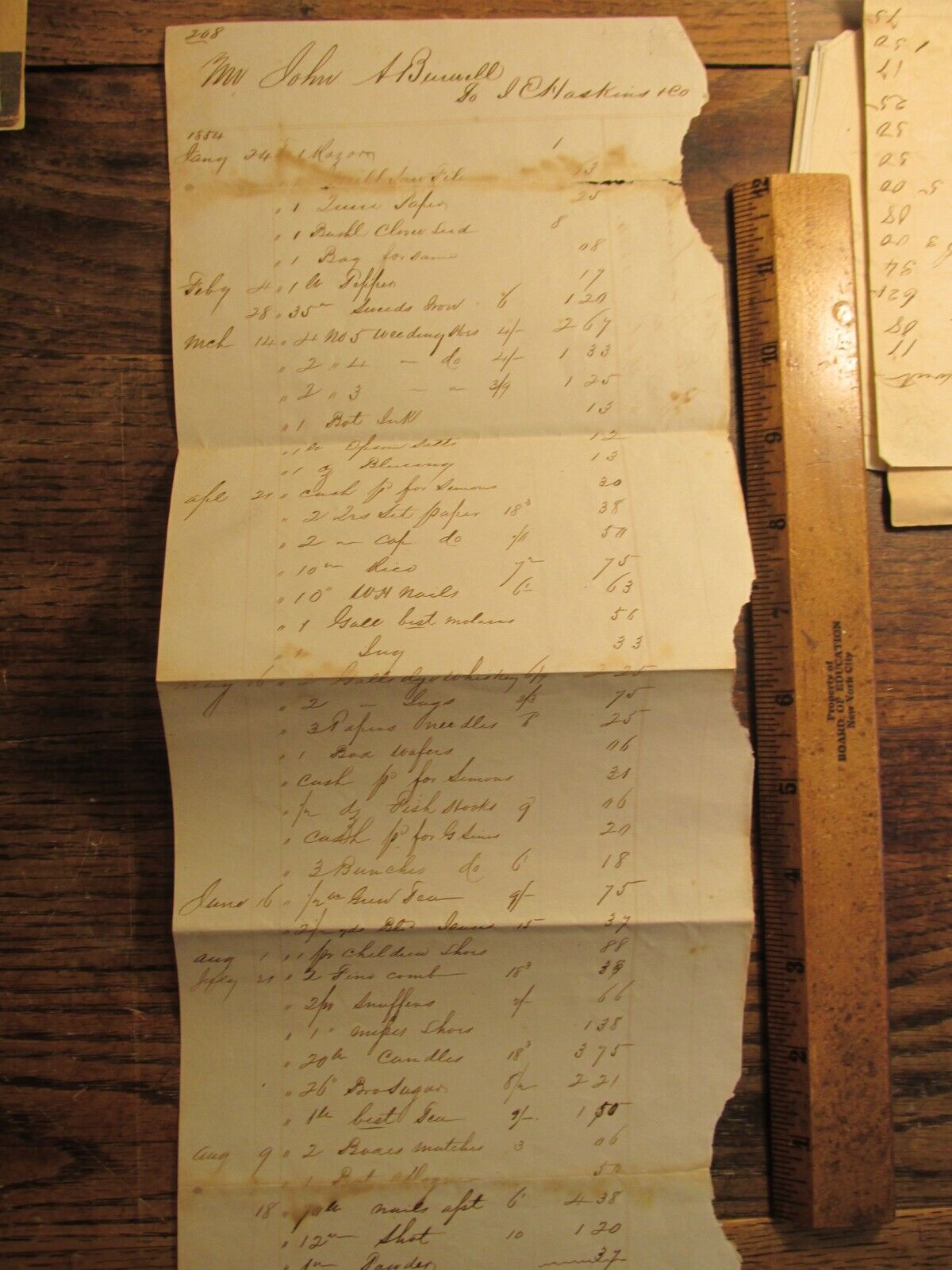Antique Ephemera 1854 Receipt Petersburg VA Burwell General Goods