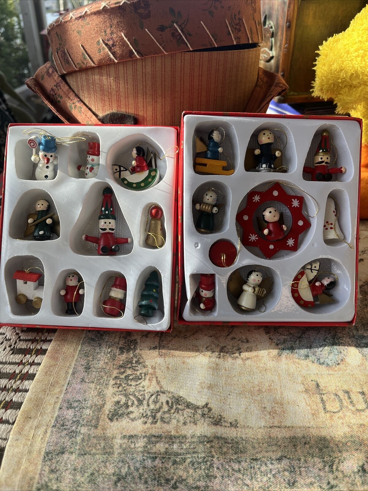 20 Miniature Christmas Tree Ornaments VIntage Holiday 1” High Cottage Core Angel