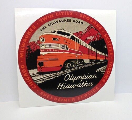 OLYMPIAN HIAWATHA Railroad Vintage Style DECAL / Vinyl Sticker, Milwaukee Road