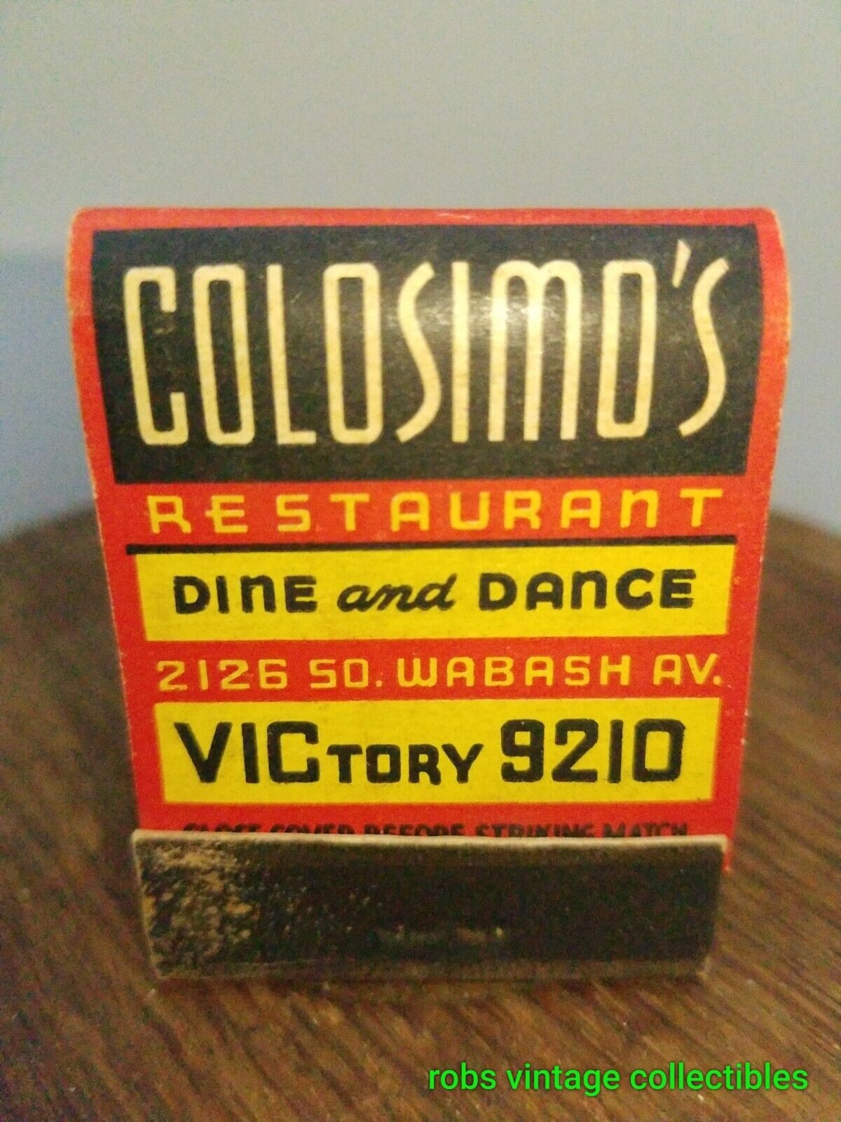 Matchbook Colosimo's Restaurant Big Jim Colosimo Vintage Mafia Advertising 1930s