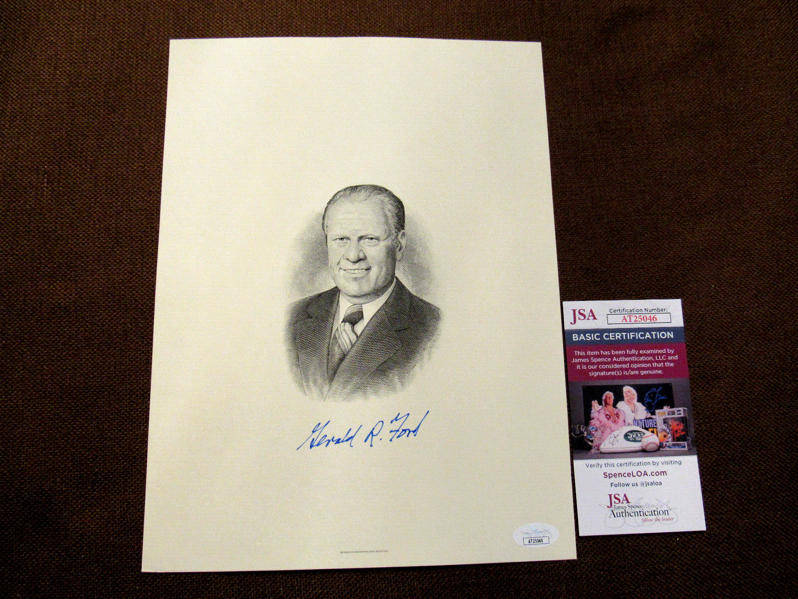 GERALD R. FORD 38TH US PRESIDENT SIGNED AUTO PRESIDENTIAL ENGRAVING LITHOGRAPH 2