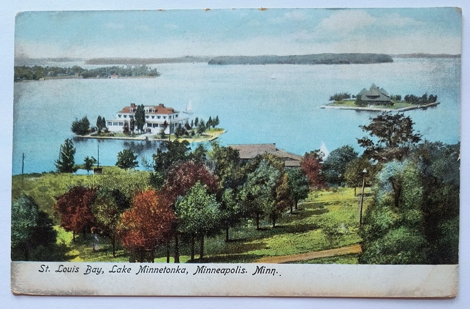 Minneapolis MN Minnesota St. Louis Bay Lake Minnetonka Vintage Postcard D5