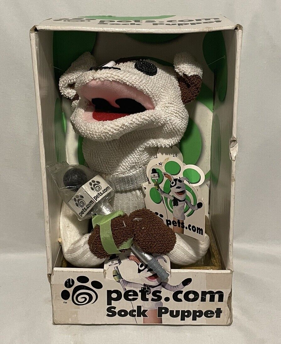 Pets.Com Famous Sock Puppet Talking Dog Collectible Vintage New in Box #09370 
