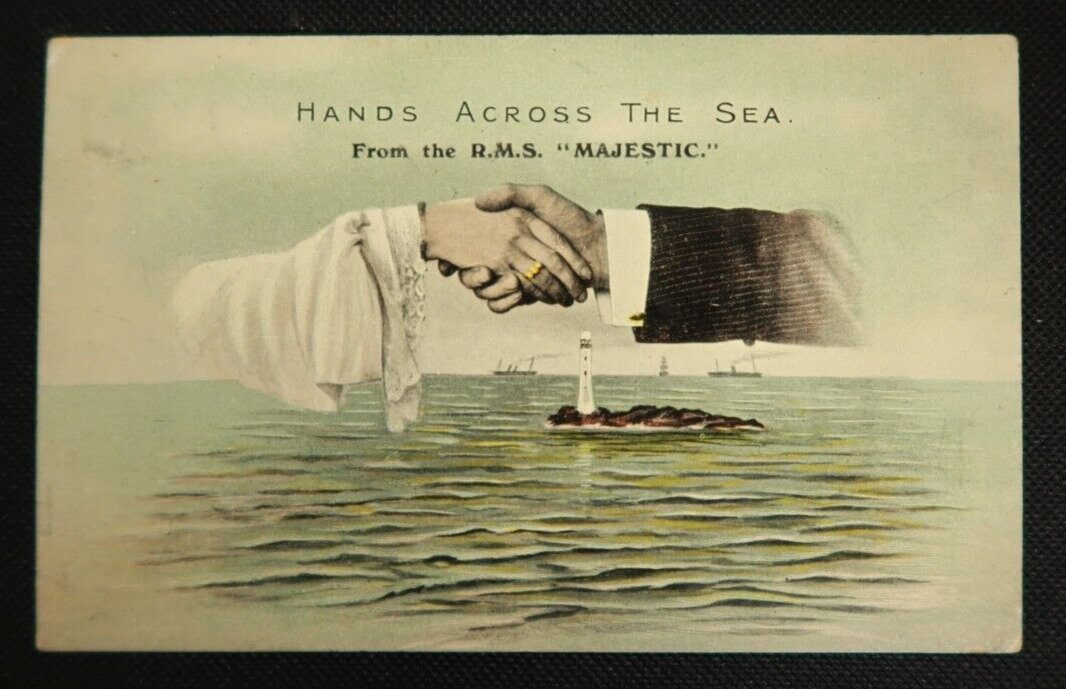 Hands Across The Sea From The RMS Majestic Postcard Steamship Lang\'s Series