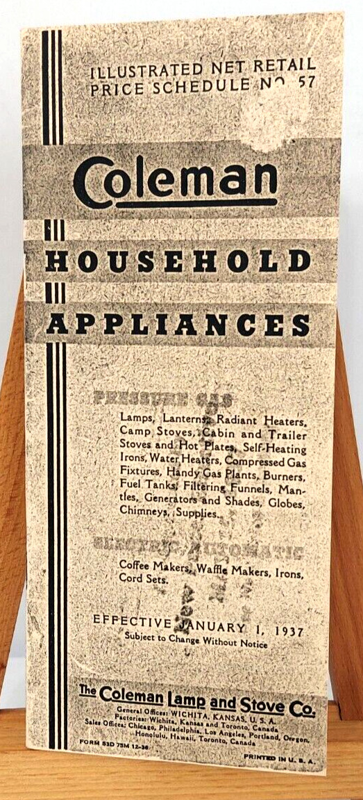 vtg reproduction 1937 coleman co. household appliances illustrated price booklet