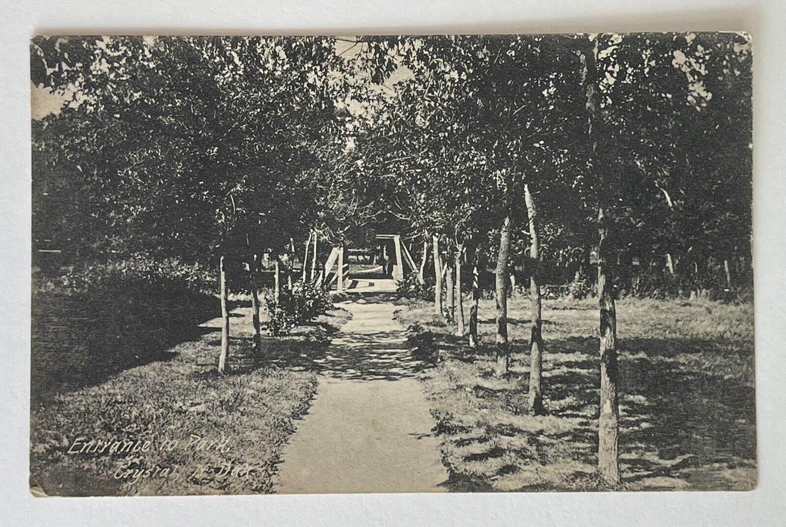 Antique Postcard Entrance To Park Crystal, North Dakota Posted 1910
