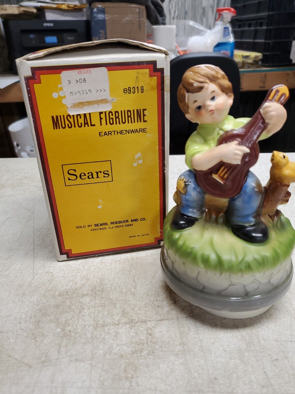 Vintage Sears Eathenware Musical Figurine 6.5\