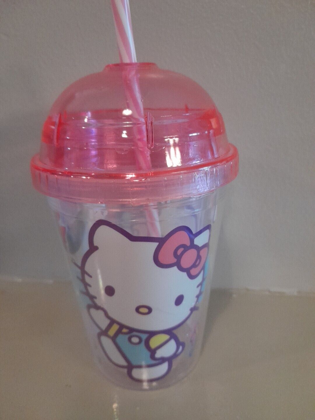 Collector Hello Kitty Pink Transparent Tumbler Girls Fun Pink Cup With Straw 