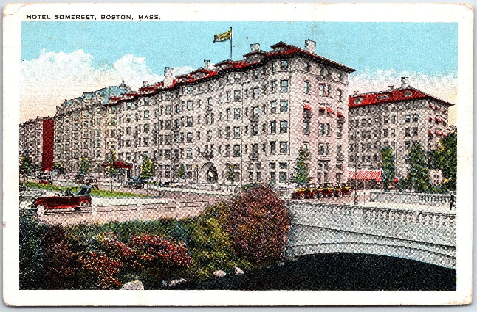 VINTAGE POSTCARD HOTEL SOMERSET ON COMMONWEALTH AVENUE BOSTON MAILED 1924