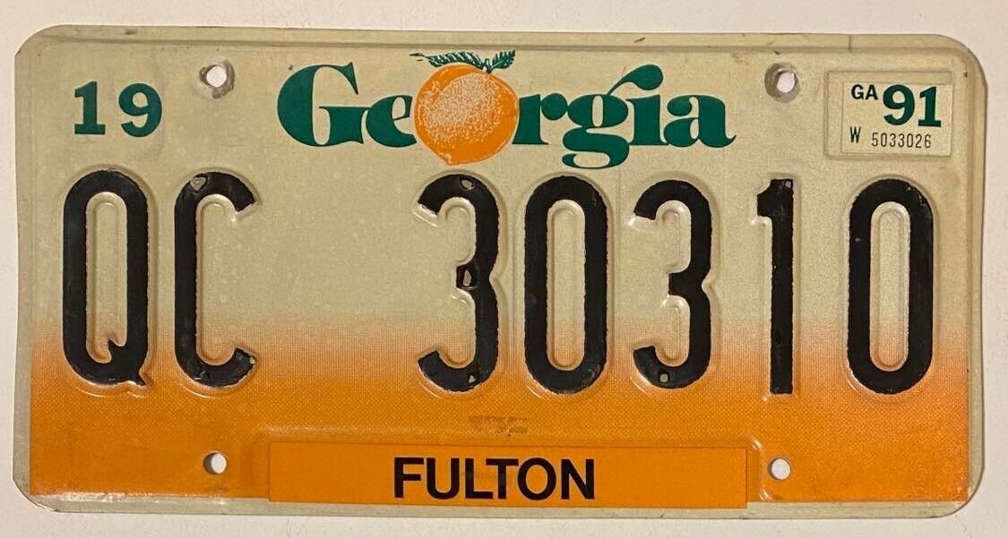 Georgia 1991 FULTON COUNTY License Plate # QC 30310