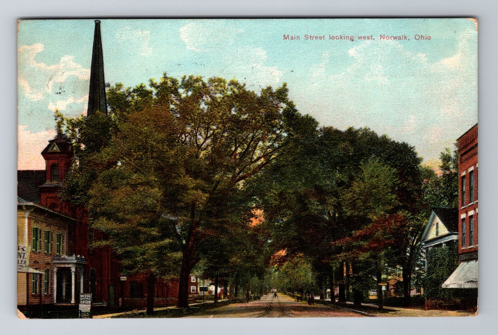 Norwalk OH-Ohio, Main Street Looking West, Antique c1908 Vintage Postcard