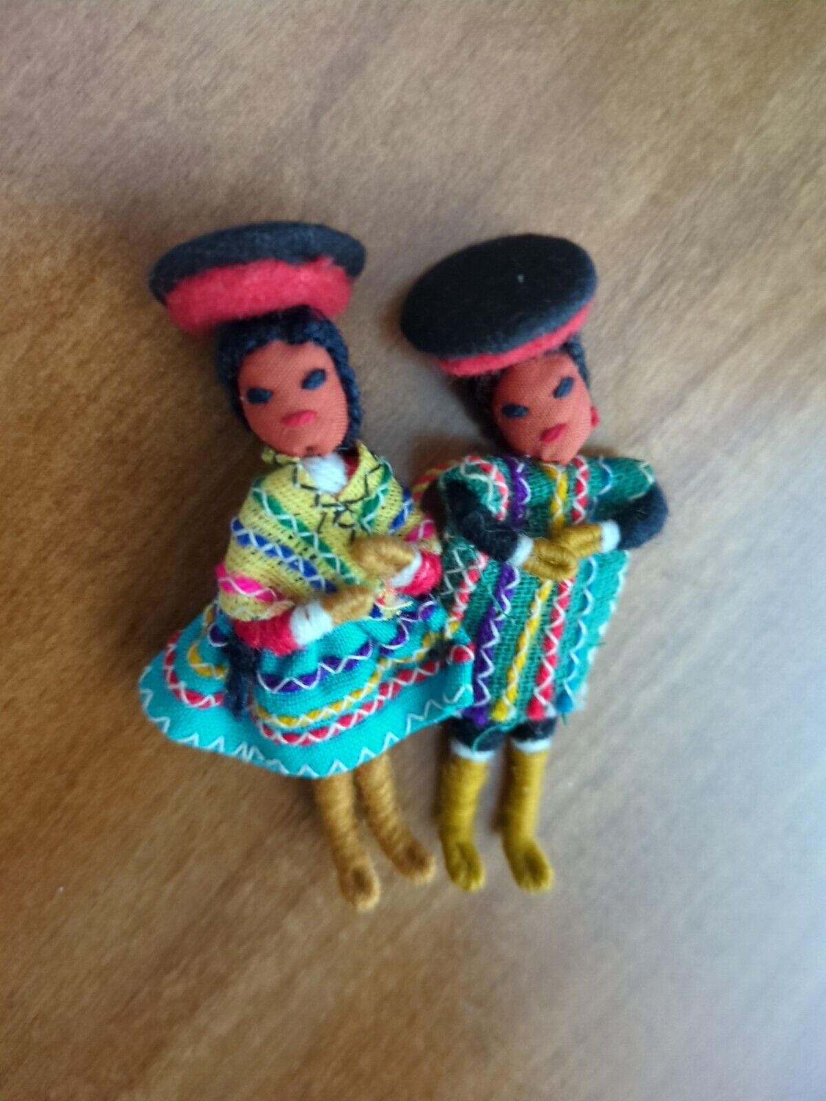 Vintage Peruvian Miniature Doll Pair South American Handmade 3\
