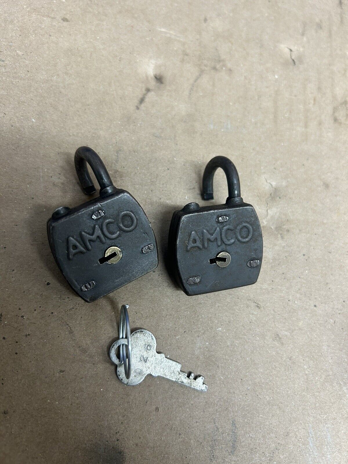 2 Working AMCO padlocks locks with key for vintage gumball peanut machines