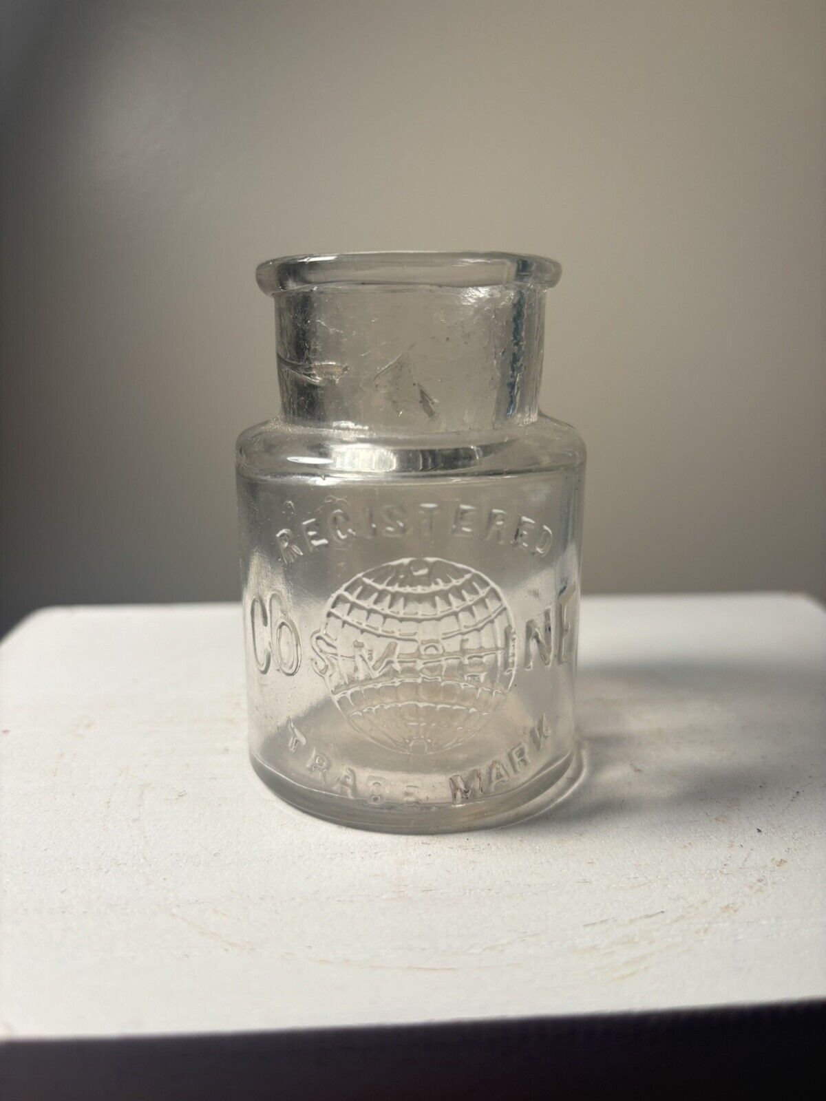 VTG Cosmoline Clear Glass Jar Antique Old