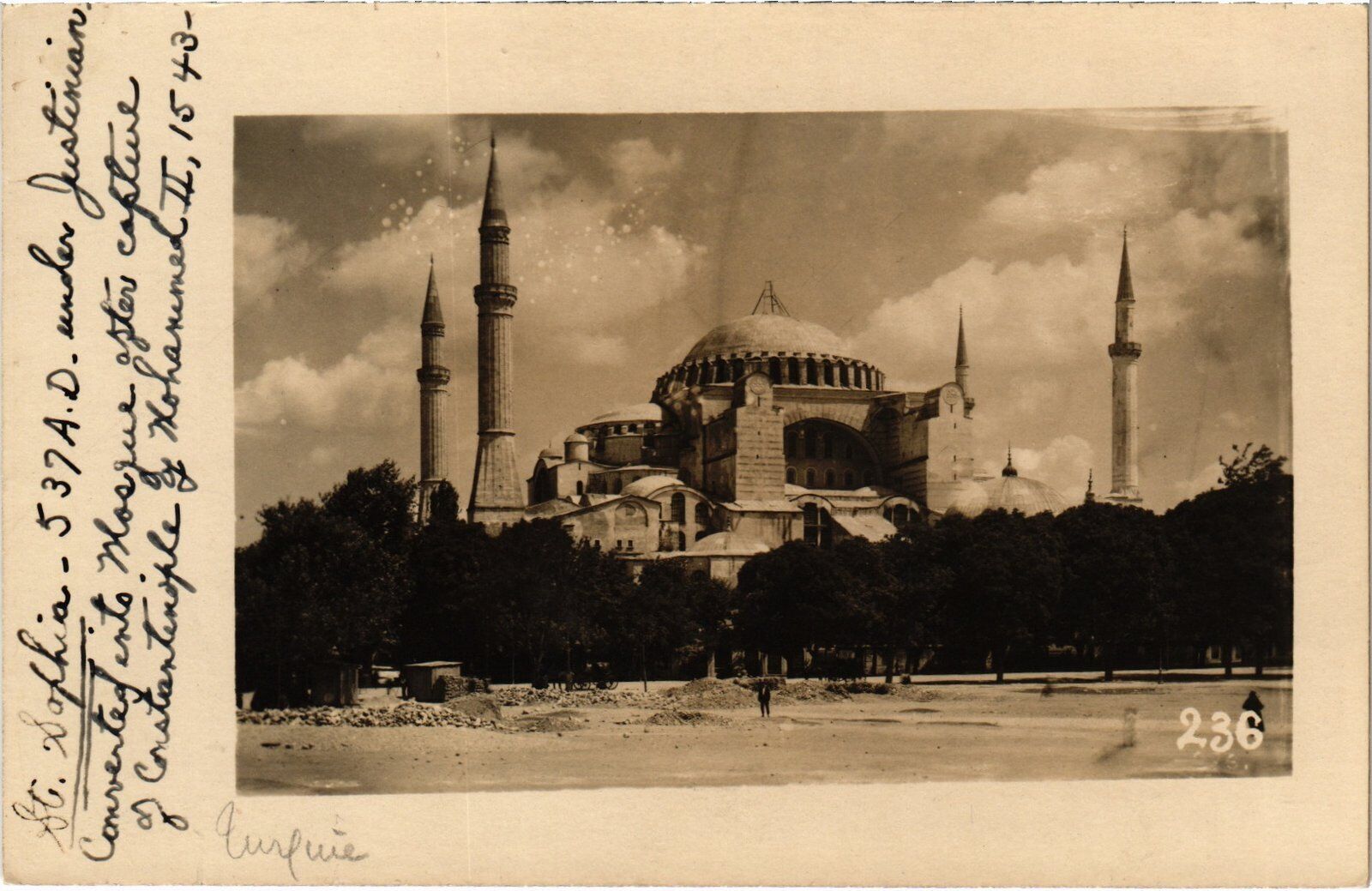 PC TURKEY CONSTANTINOPLE ISTANBUL HAGIA SOPHIA REAL PHOTO (a45870)