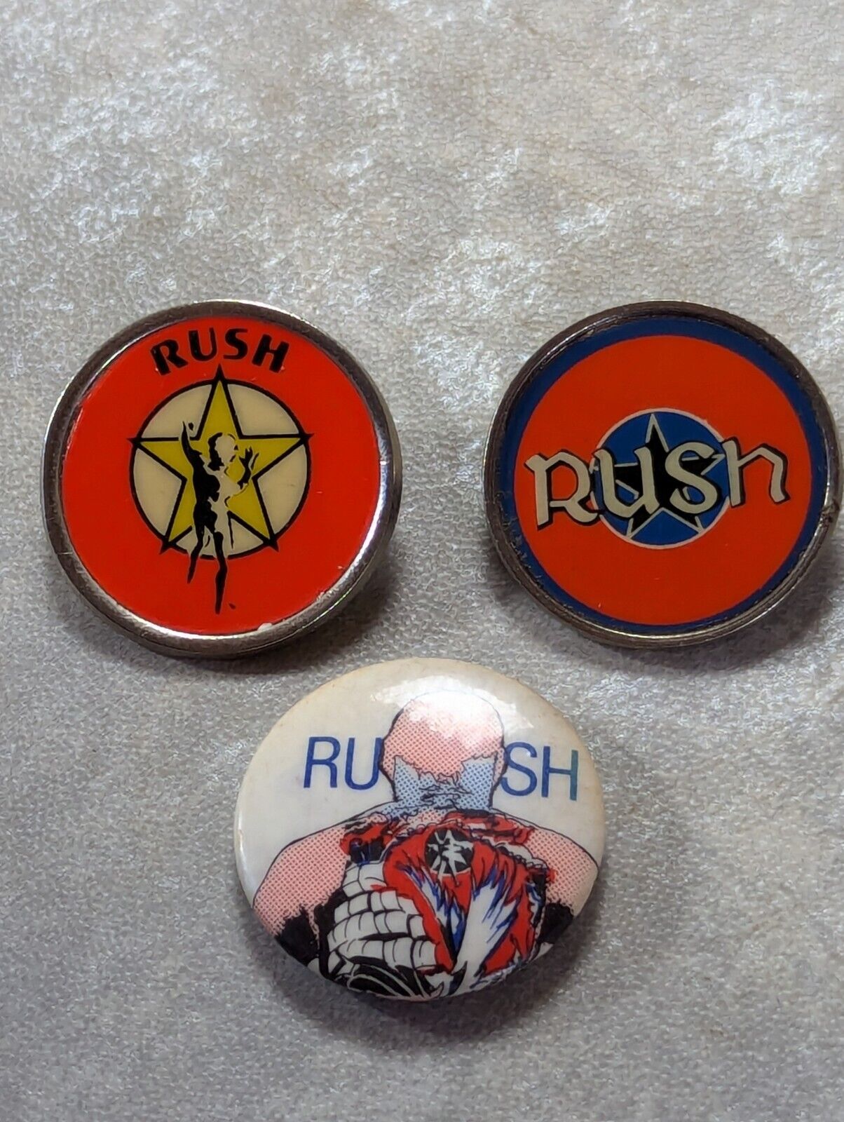 Vintage 80\'s RUSH Pin BADGES Purchased Around 1986 Rare X3 