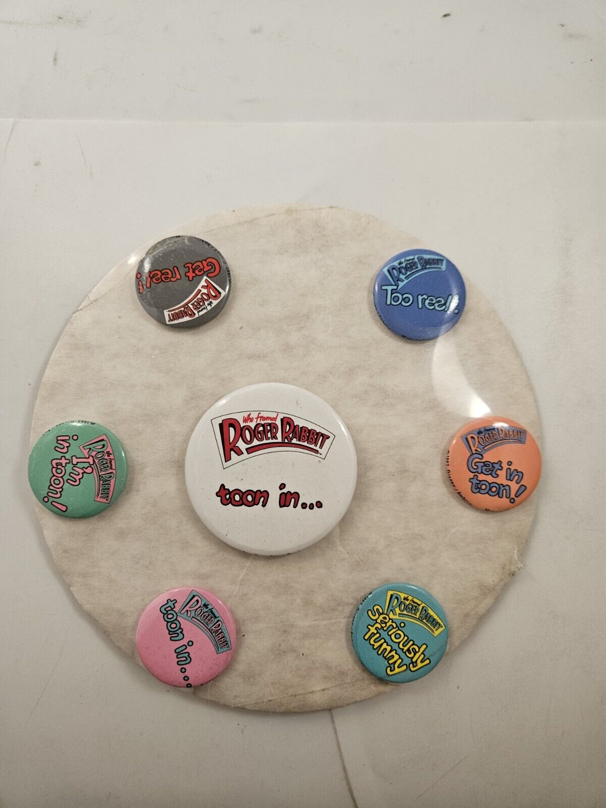 1987 Who Framed Roger Rabbit pin back button pre-release set MOC theater owners