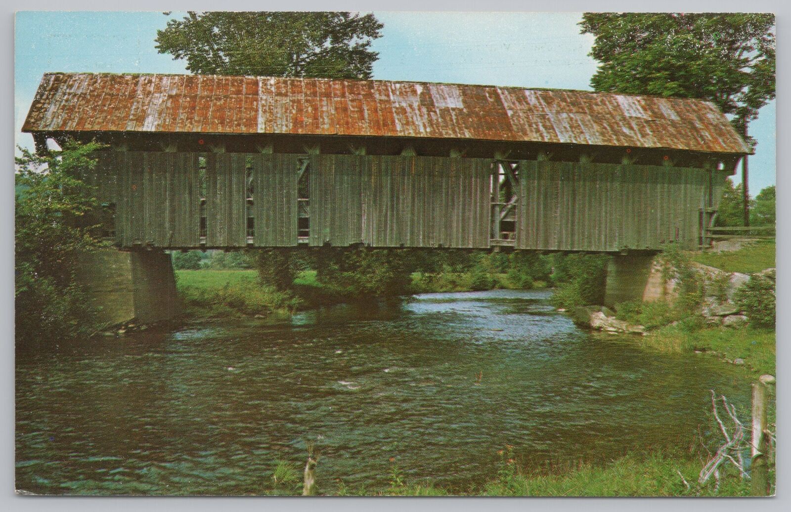 Bridge~Old Covered Bridge Spanning The Black River~Coventry VT~Vintage Postcard