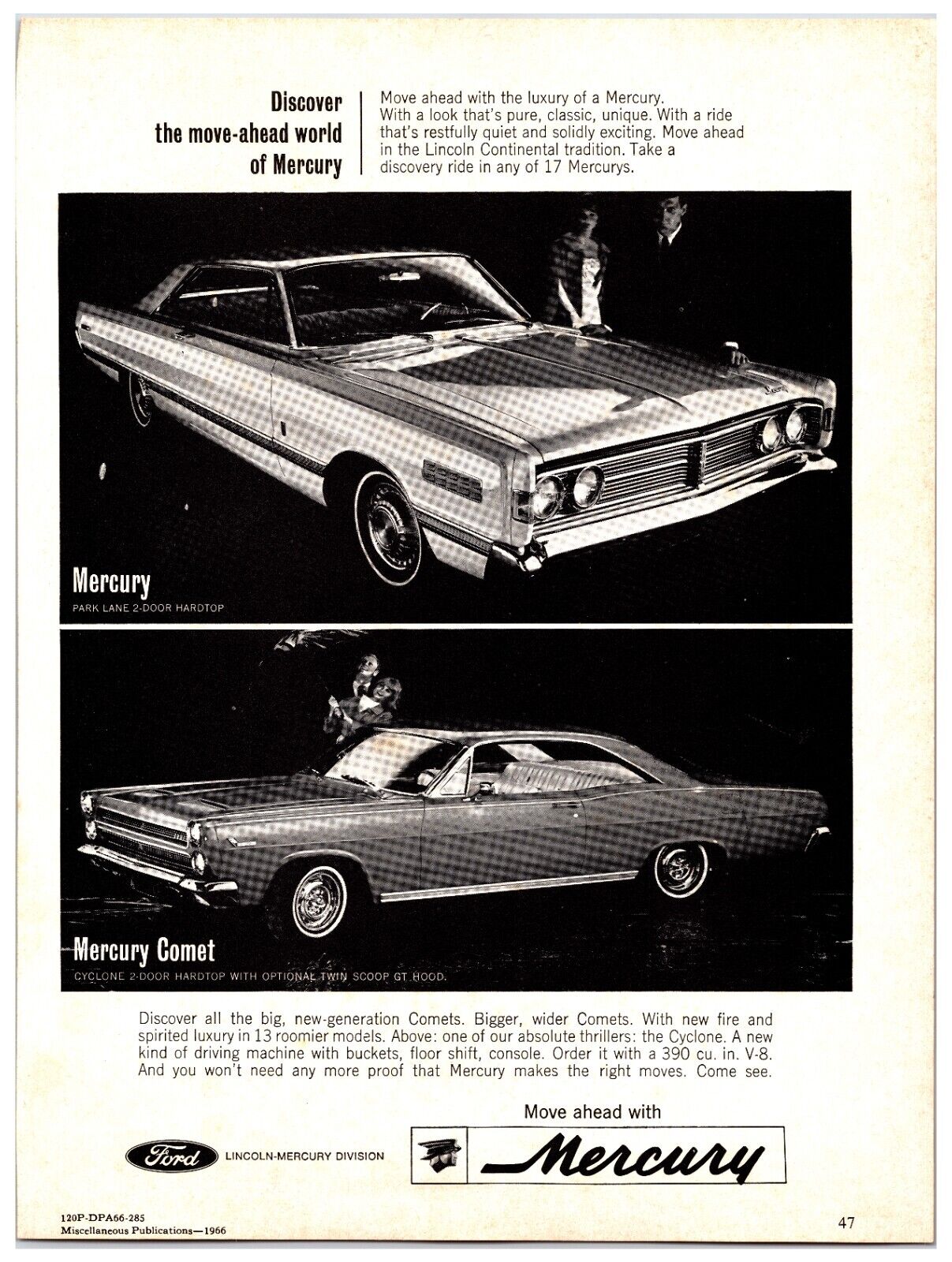 1966 Mercury Cyclone / Park Lane Car - Original Print Advertisement (8in x 11in)