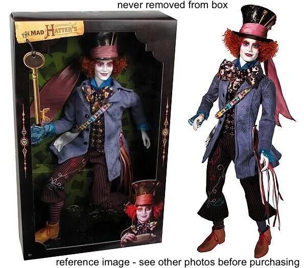 Johnny Depp Mad Hatter Disney Alice in Wonderland Barbie Collector Doll w/ stand