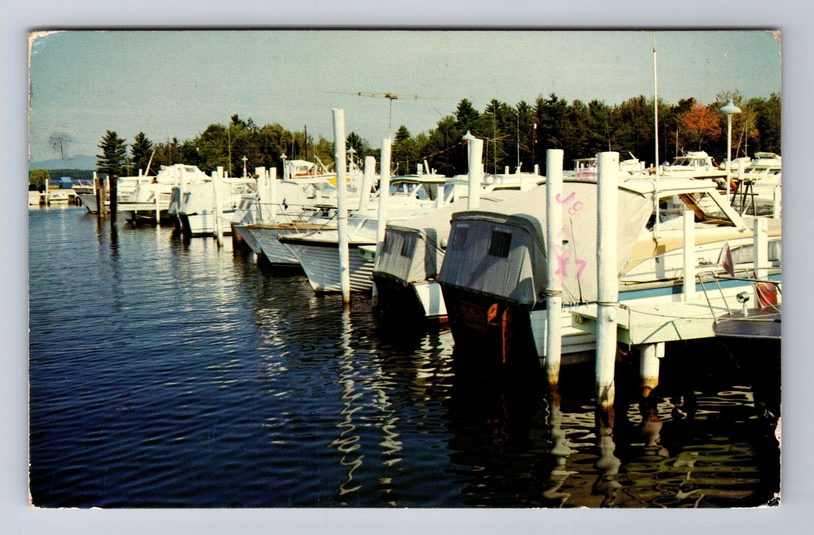Gilford NH-New Hampshire, Marina Scene, Lake Winnipesaukee, Vintage Postcard