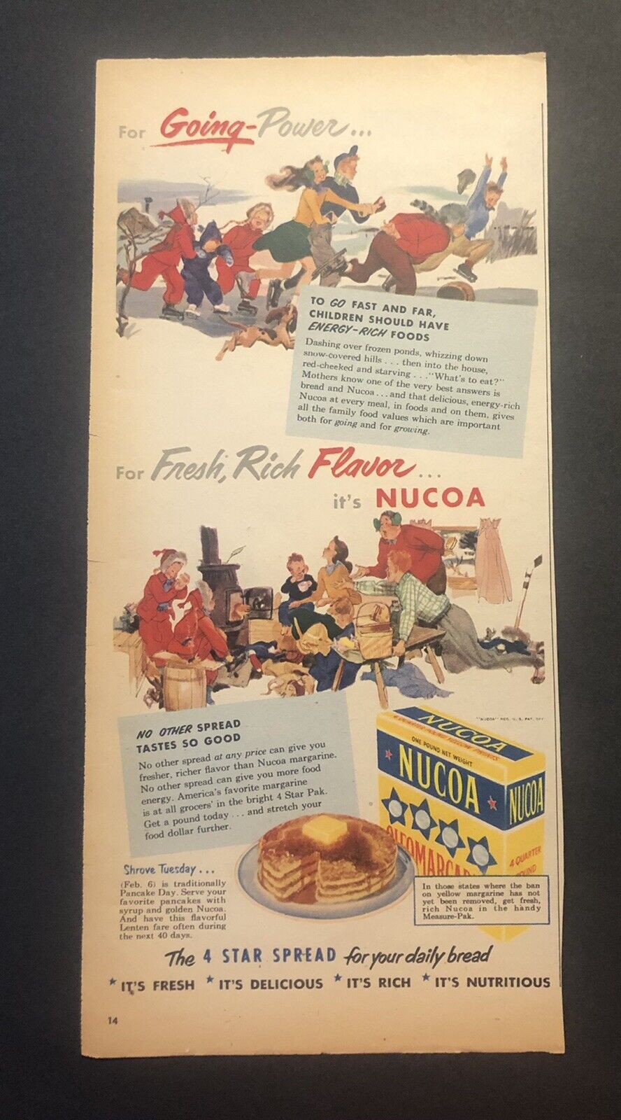 1950’s Nucoa Margarine Colored Magazine Ad