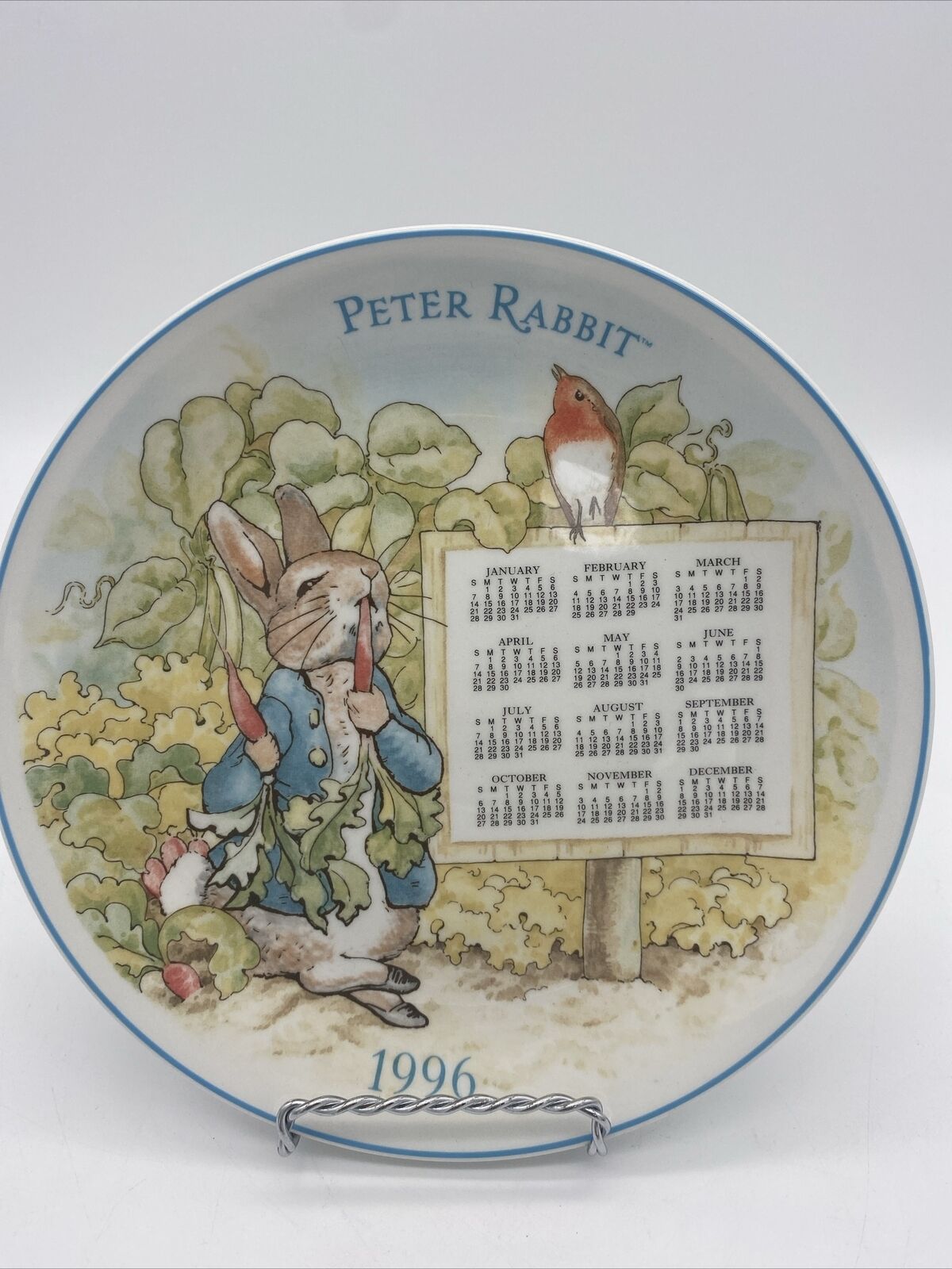 Wedgwood Peter Rabbit 1996 Calendar Collector Memory Plate EUC