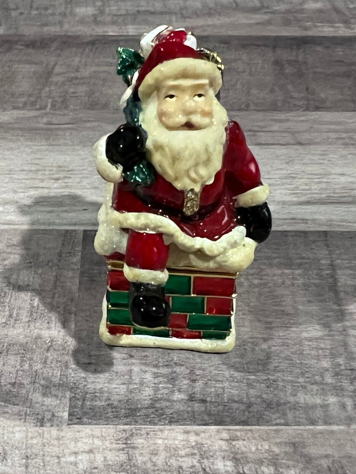 Santa Claus Bejeweled Hinged Trinket/Jeweled Box 