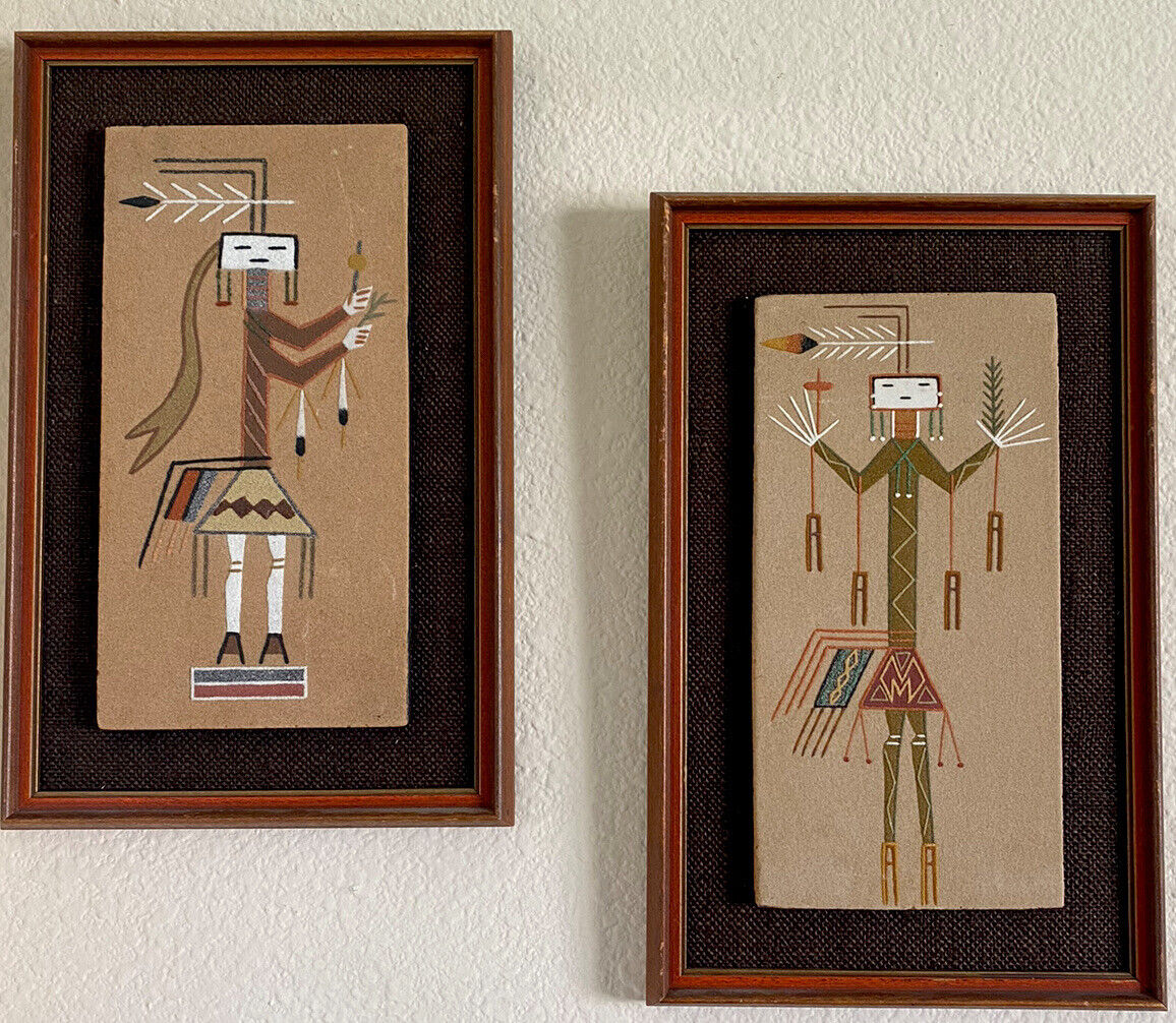Vintage Framed Original Sandart Navajo Collectibles Emma Yazzie Rose Eldridge