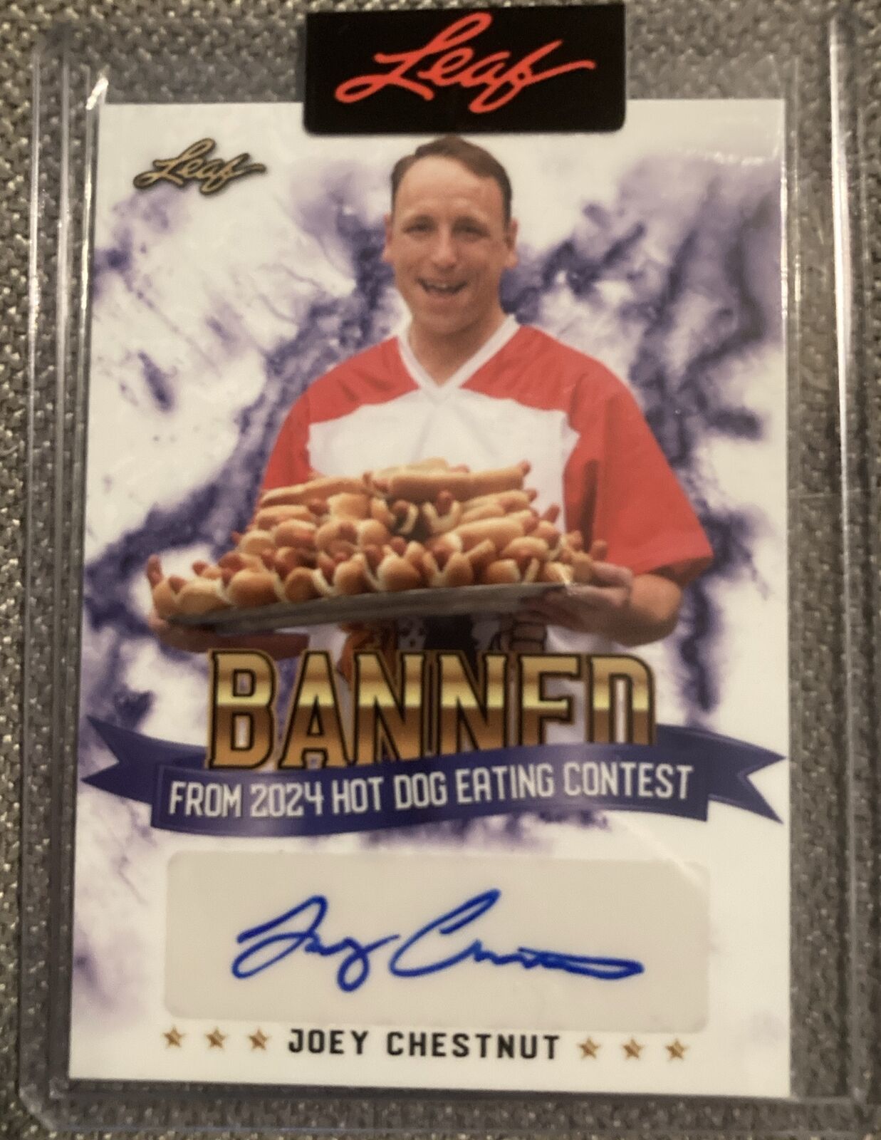 Joey Chestnut 2024 Leaf Auto Autograph Sp Nathan’s Hot Dog Contest BANNED /400