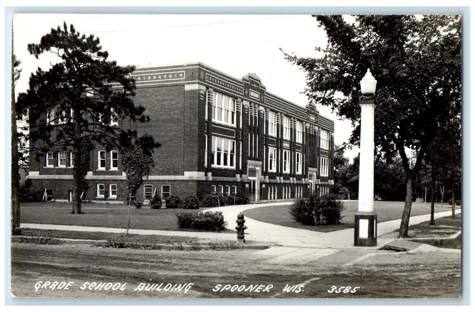c1940\'s Grade School Building Spooner Wisconsin WI RPPC Photo Vintage Postcard