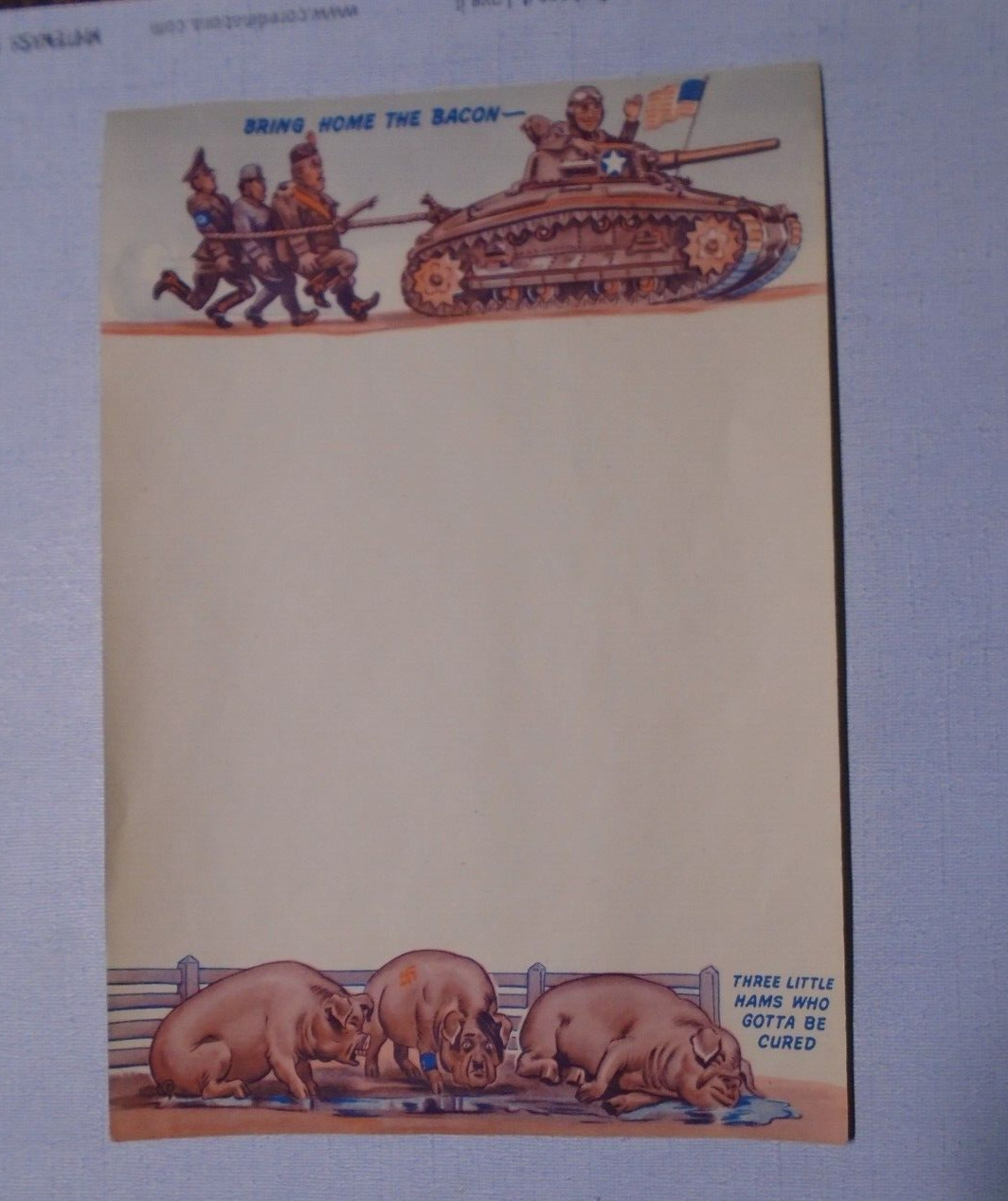 WWII anti-Axis letterhead, Bring Home the Bacon