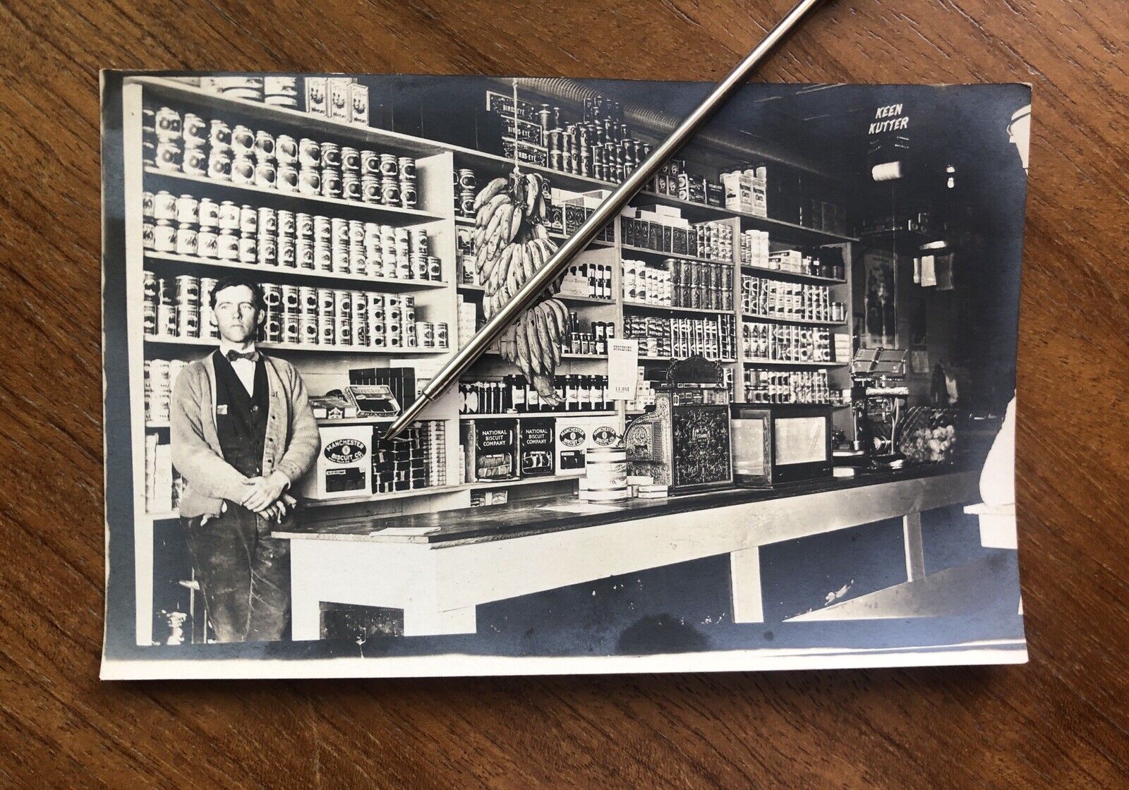 Antique 1910s Grocer General Store Interior Real Photo Postcard Canned Goods