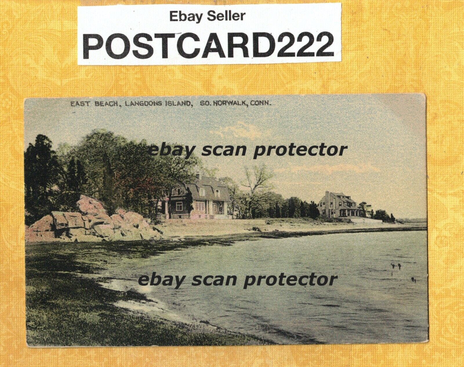 CT south Norwalk 1908-29 vintage postcard HOUSES AT LANGDONS ISLAND EAST BEACH