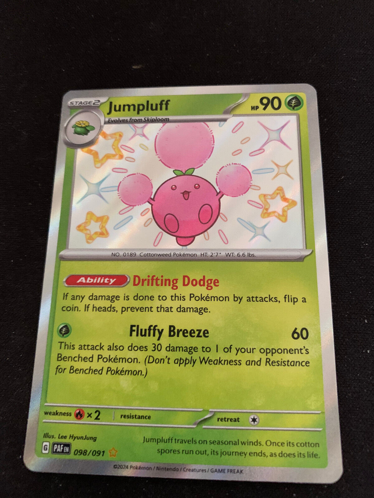 Jumpluff Shiny RARE Holo - POKEMON CARD Paldean Fates - 098/091 NEW