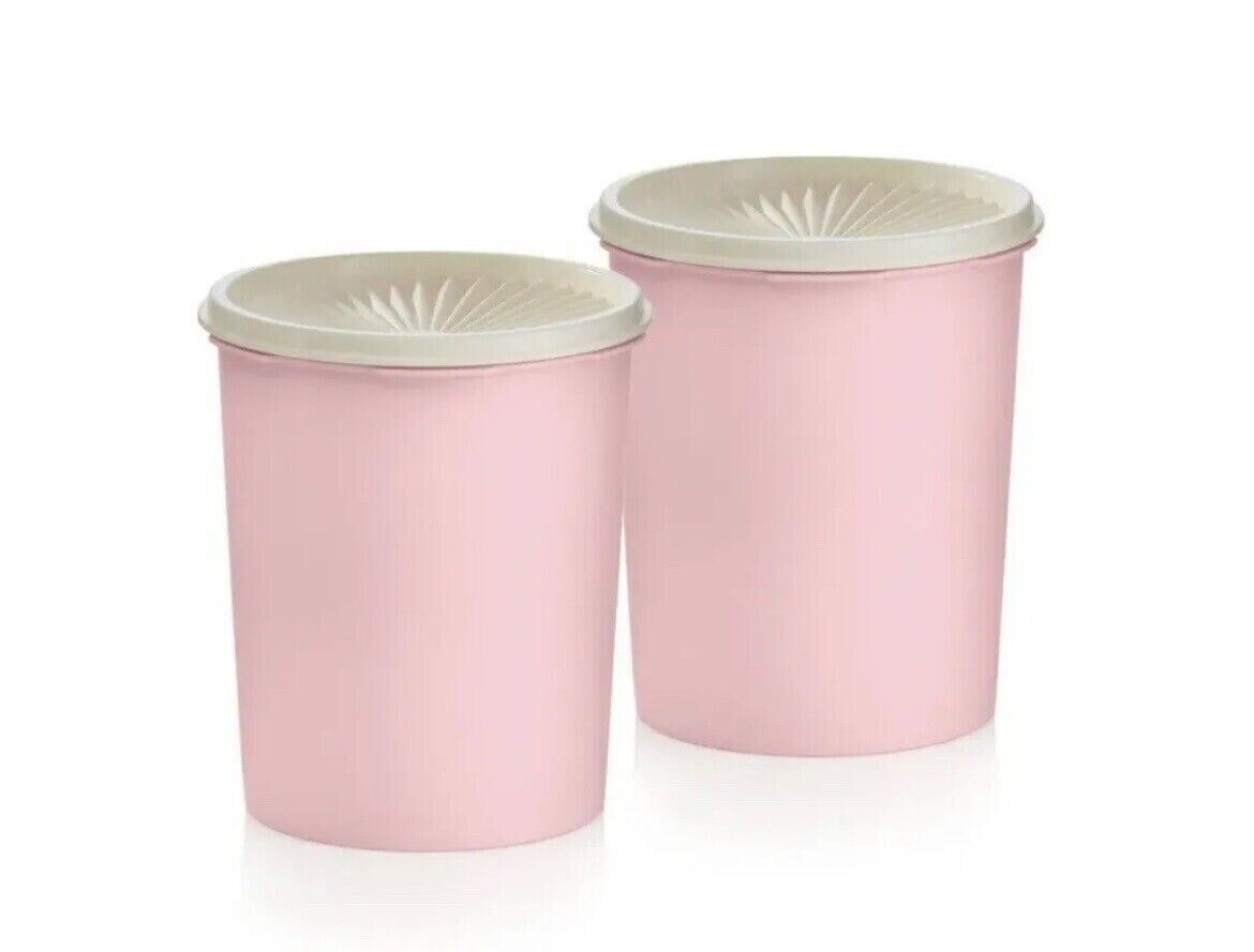 TUPPERWARE Servalier Decorator Canister Set of 2 Pink BRAND NEW