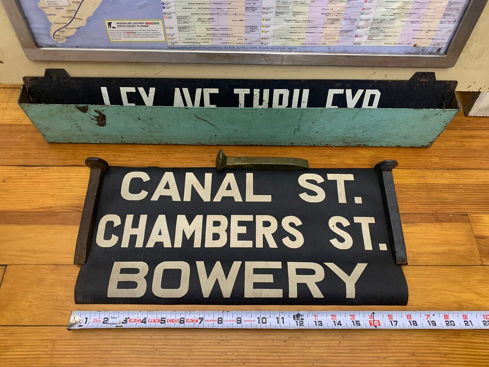 NYC SUBWAY ROLL SIGN CHAMBERS CANAL WORTH STREET BOWERY CHINATOWN PARK ROW ART