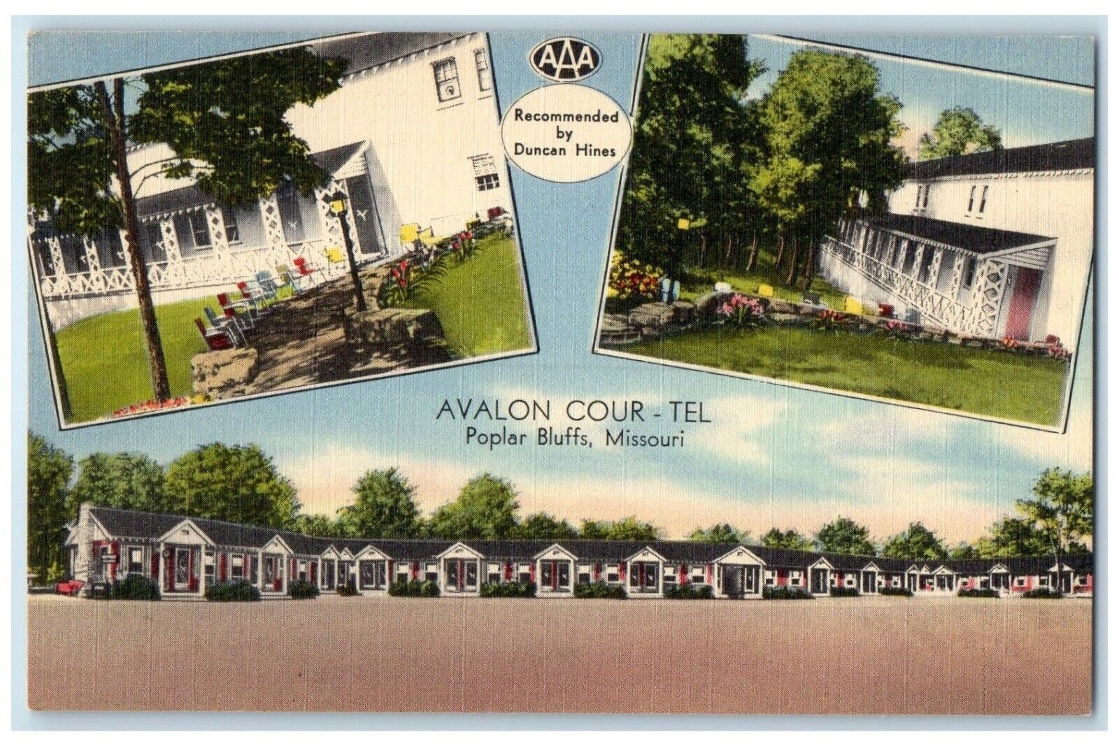 c1940's Avalon Cour Tel Poplar Bluffs Missouri MO Multiview Vintage Postcard