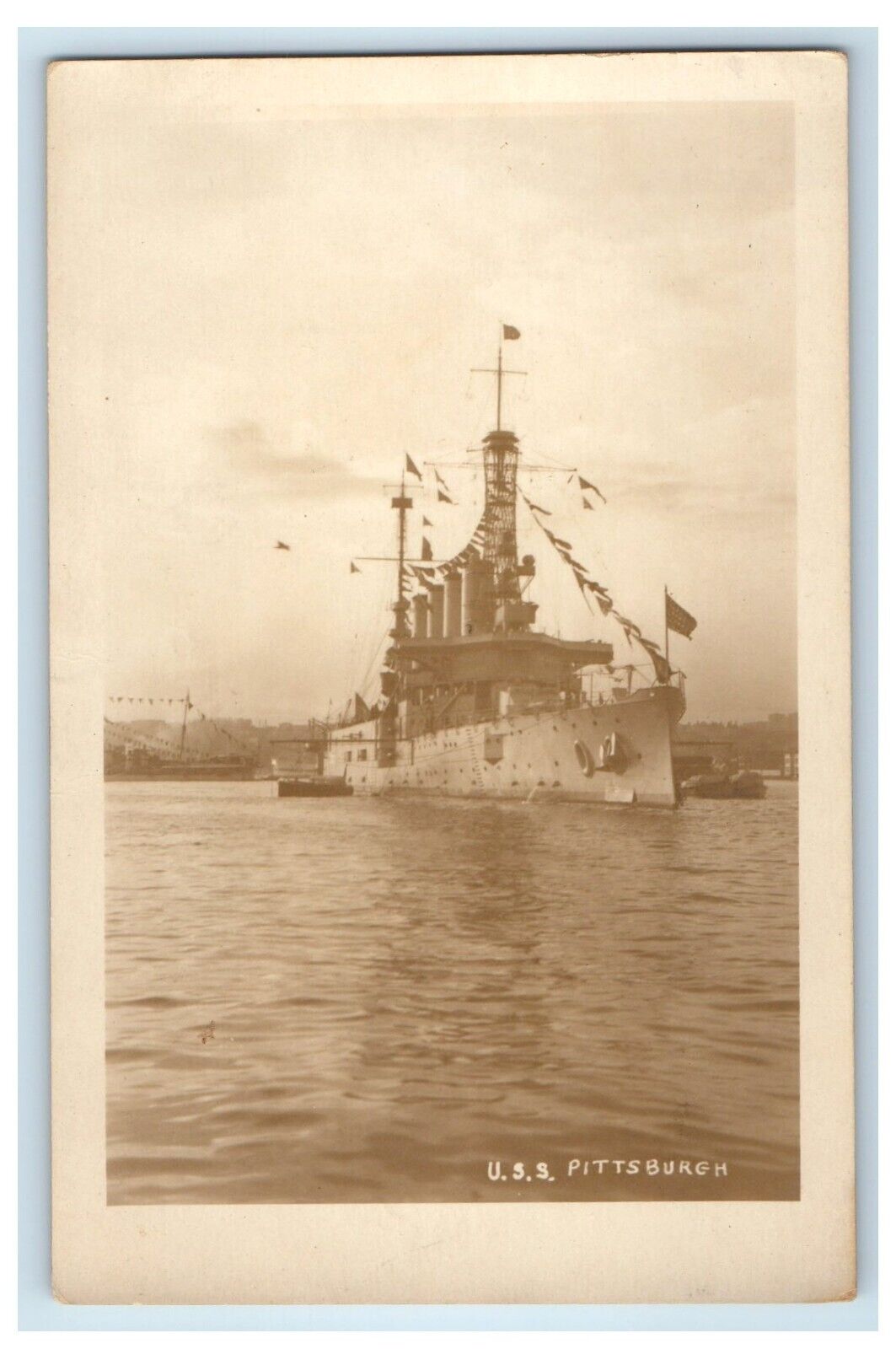 c1920's USS Pittsburgh Steamer Ship Turkey RPPC Photo Unposted Vintage Postcard