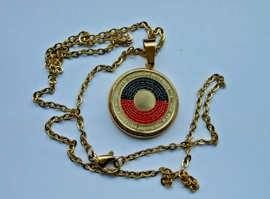 AUSTRALIAN ABORIGINAL $2.00  PENDANT, with 18 inch   link   chain,    GREAT DEAL